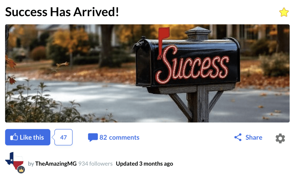 Image of my blog post-Success Has Arrived