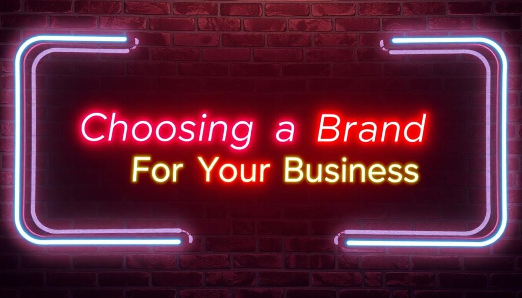 Neon Sign that says, Choosing a Brand For Your Business
