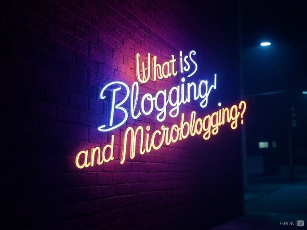 neon sign that says What is Blogging and Microblogging?