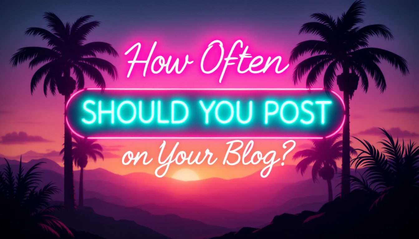 neon sign that says how often should you post on your blog